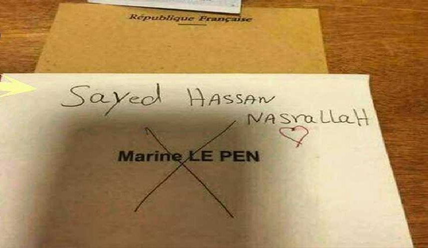 بالصورة.. كتب اسم السيد نصر الله بدل انتخاب ماكرون أو لوبين!   