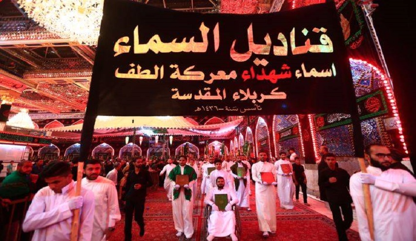 بالصور..موكب قناديل السماء بكربلاء يستذكر ثالث الإمام الحسين (ع)..