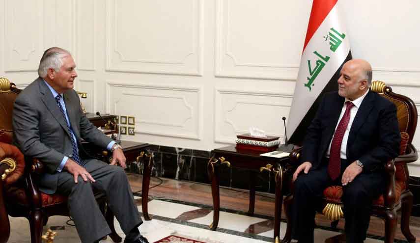 العبادي يلتقي تيلرسون في بغداد ويرد على اساءة الأخير للحشد الشعبي