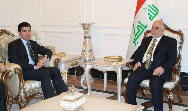 العبادي يعقد اجتماعاً مع نيجرفان البارزاني في بغداد