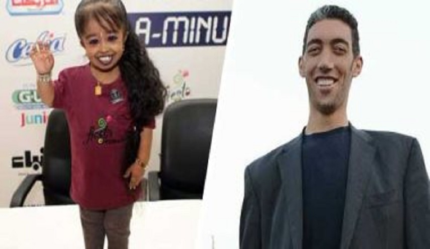  أطول رجل وأقصر سيدة في العالم يصلان القاهرة للترويج السياحي العالمي لمصر