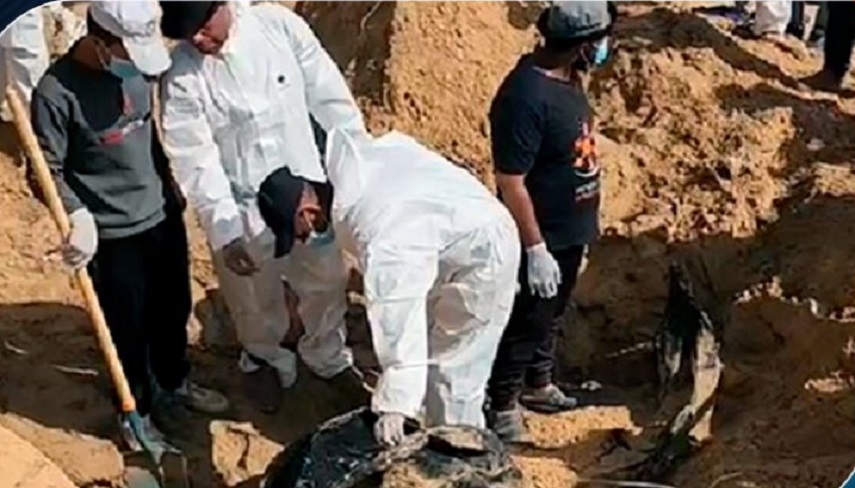 حماس:  بيمارستان ناصر، گورستان جمعي شهدا در سنين مختلف