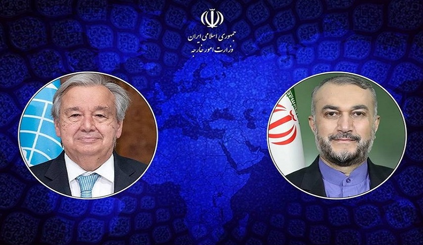  محادثة هاتفية بين أميرعبداللهيان وغوتيريش تتناول انهاء الحرب والابادة الجماعية في غزة 