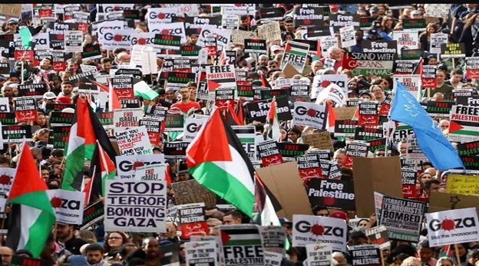تظاهرات حاشدة  في عدة دول غربية نصرةً لفلسطين والمقاومة