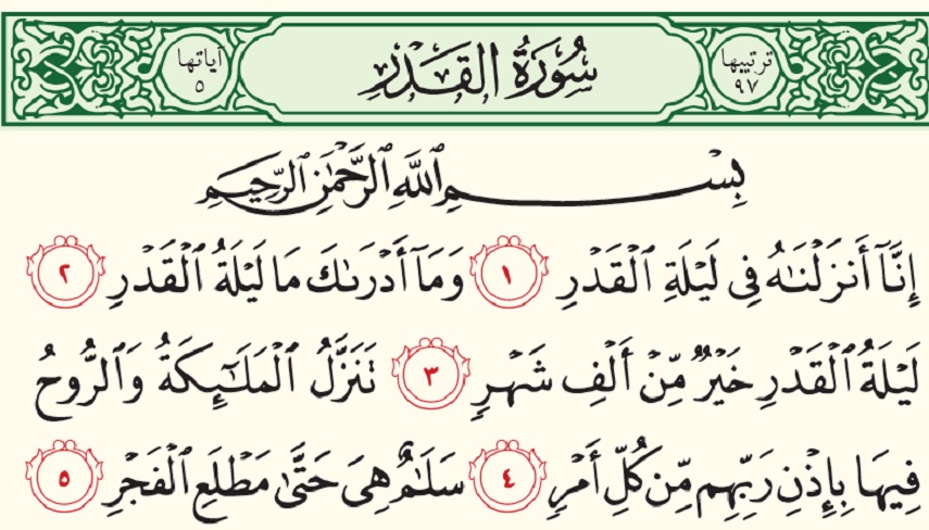 قرائت سوره قدر در عصر روز جمعه