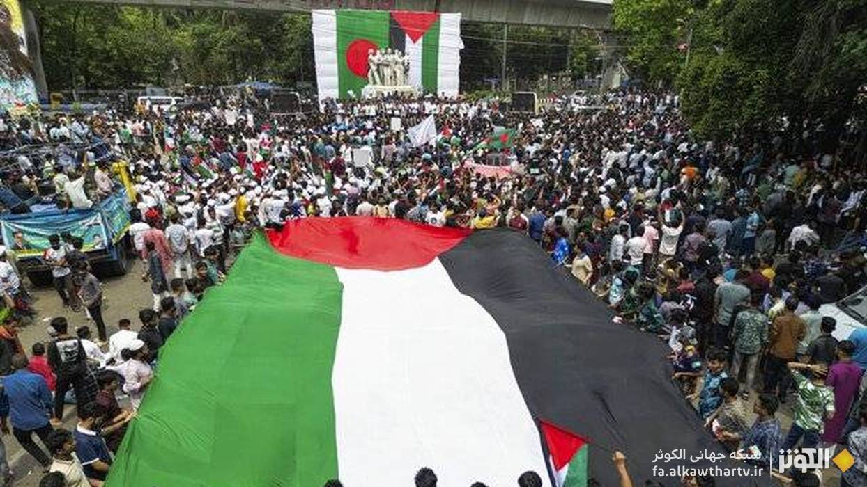 اعتراض دانشجويان بنگلادشي عليه حملات اشغالگران به غزه