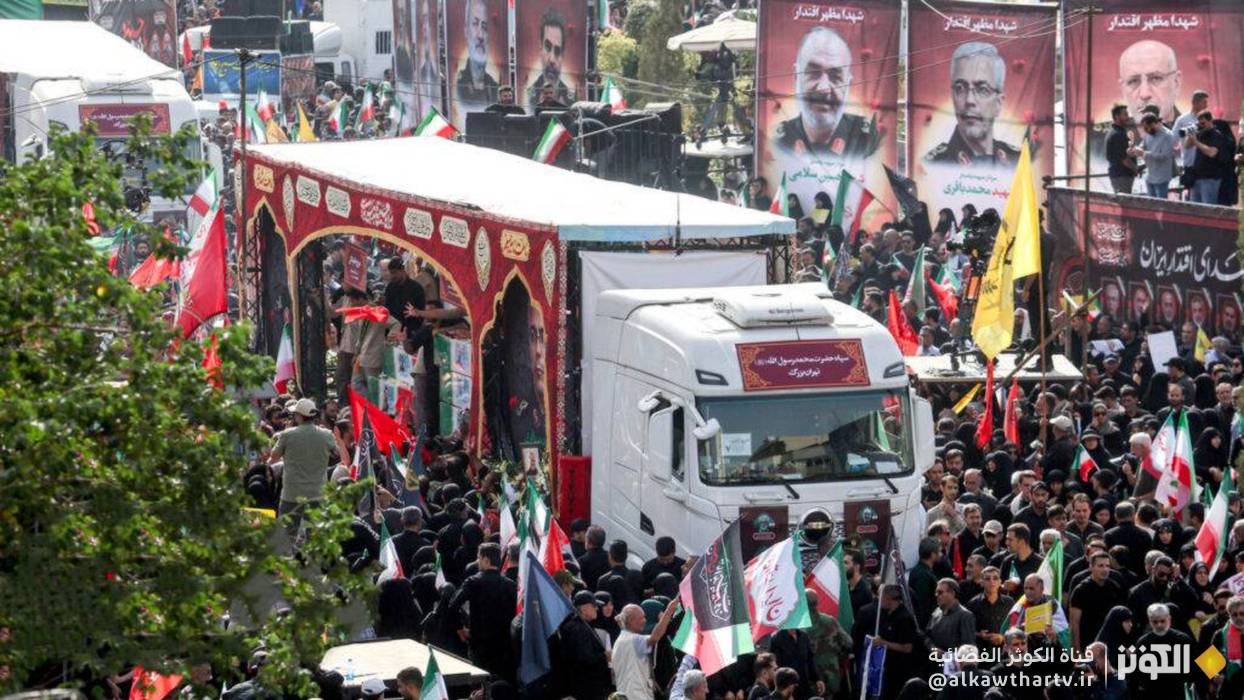طهران تشيع جثامين شهداء العدوان الصهيوني حاجي زاده ورباني ومحقق 