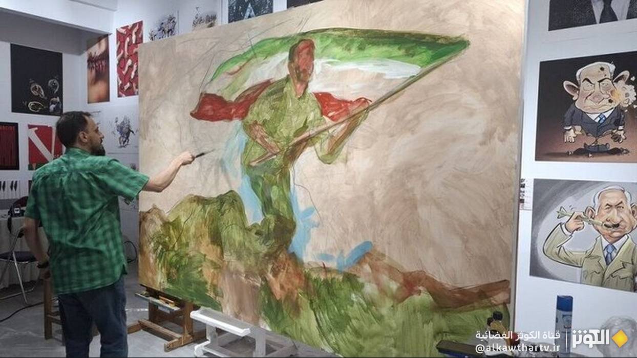 الرسام روح الأمين يُجسّد معاناة غزة ويكرّم اللواء موسوي بلوحته "حراس الوطن"