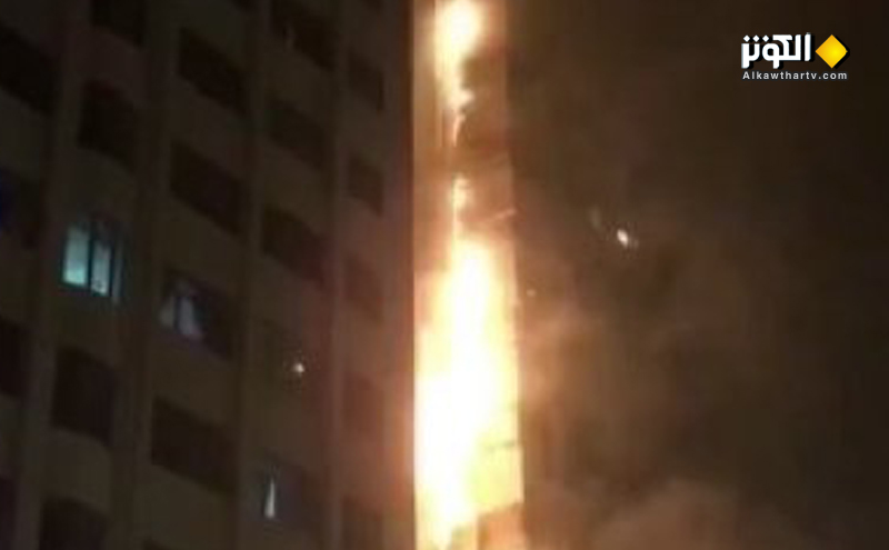 حريق مروّع بأحد الأبراج السكنية في أبوظبي.. واستنفار أمني