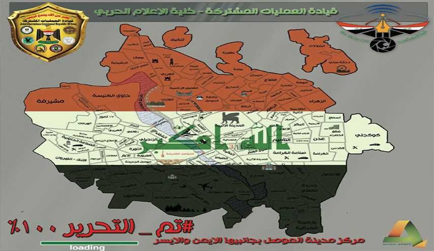 سماء الموصل تمطر ثلاثة ملايين علم عراقي ابتهاجاً بالنصر