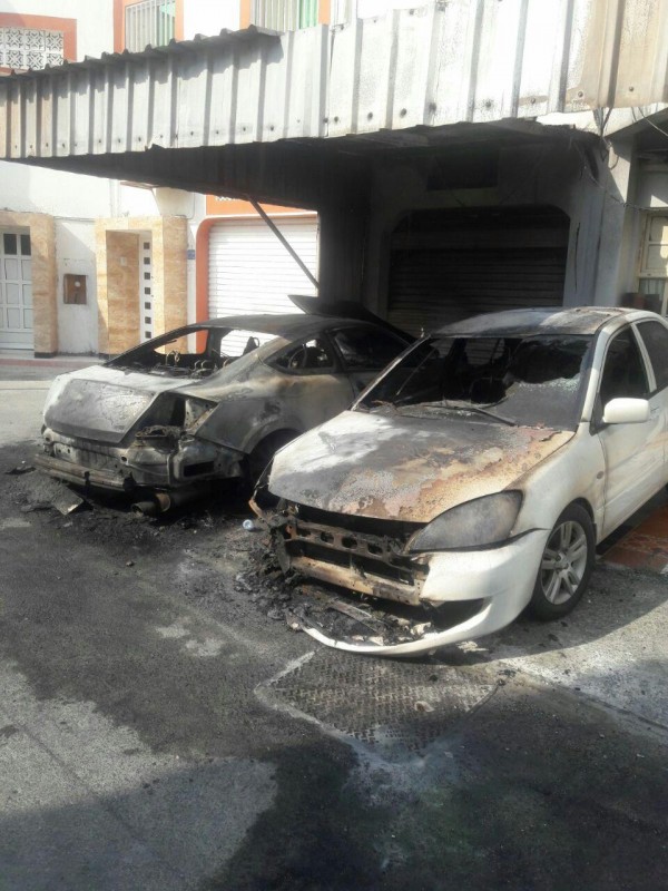 بالصور... حرق سيارات للشيخ حميدان بعد اطلاق السلطات البحرينية لسراحه