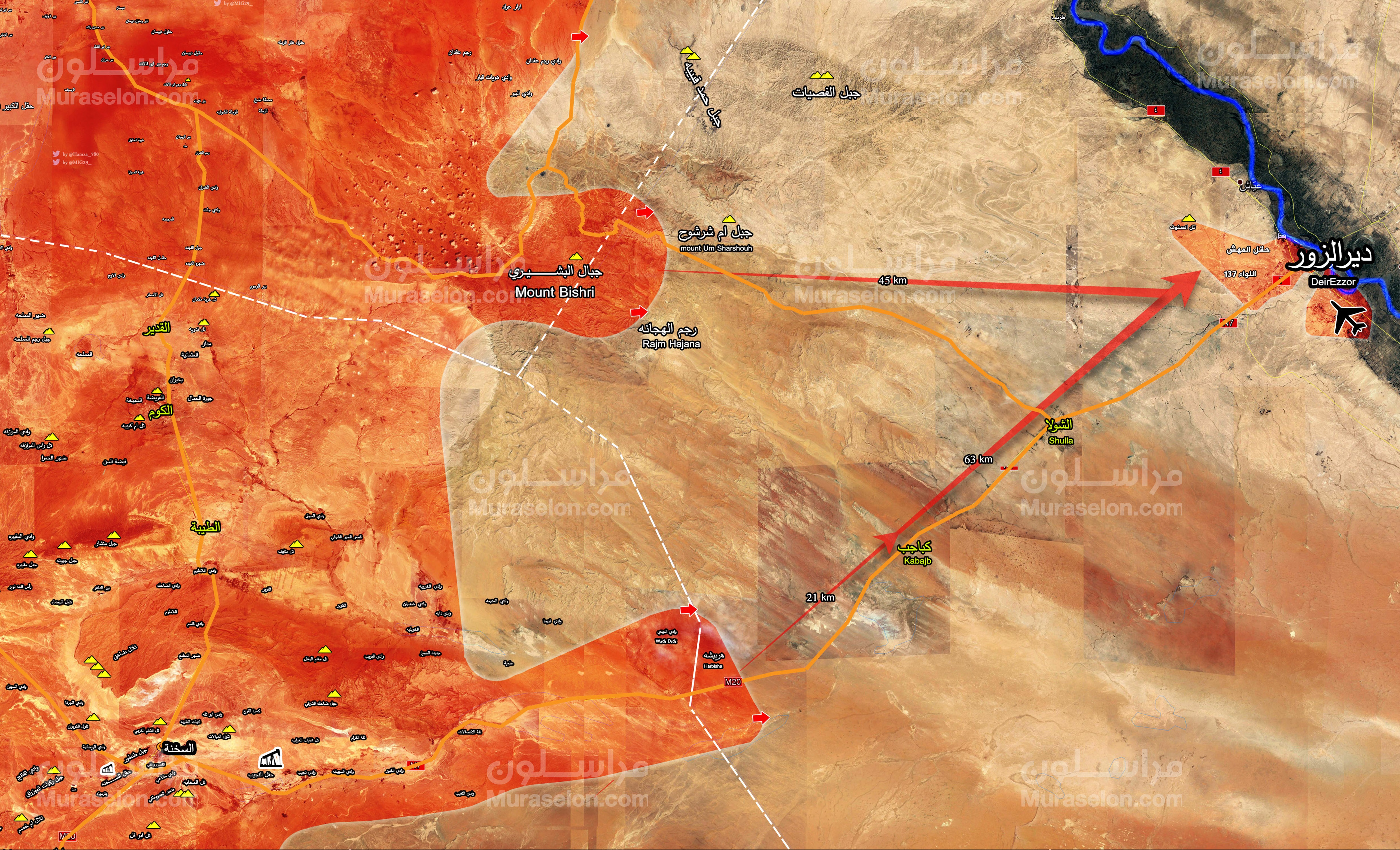 خاص : بالخريطة الجيش السوري يدخل دير الزور من محورين 