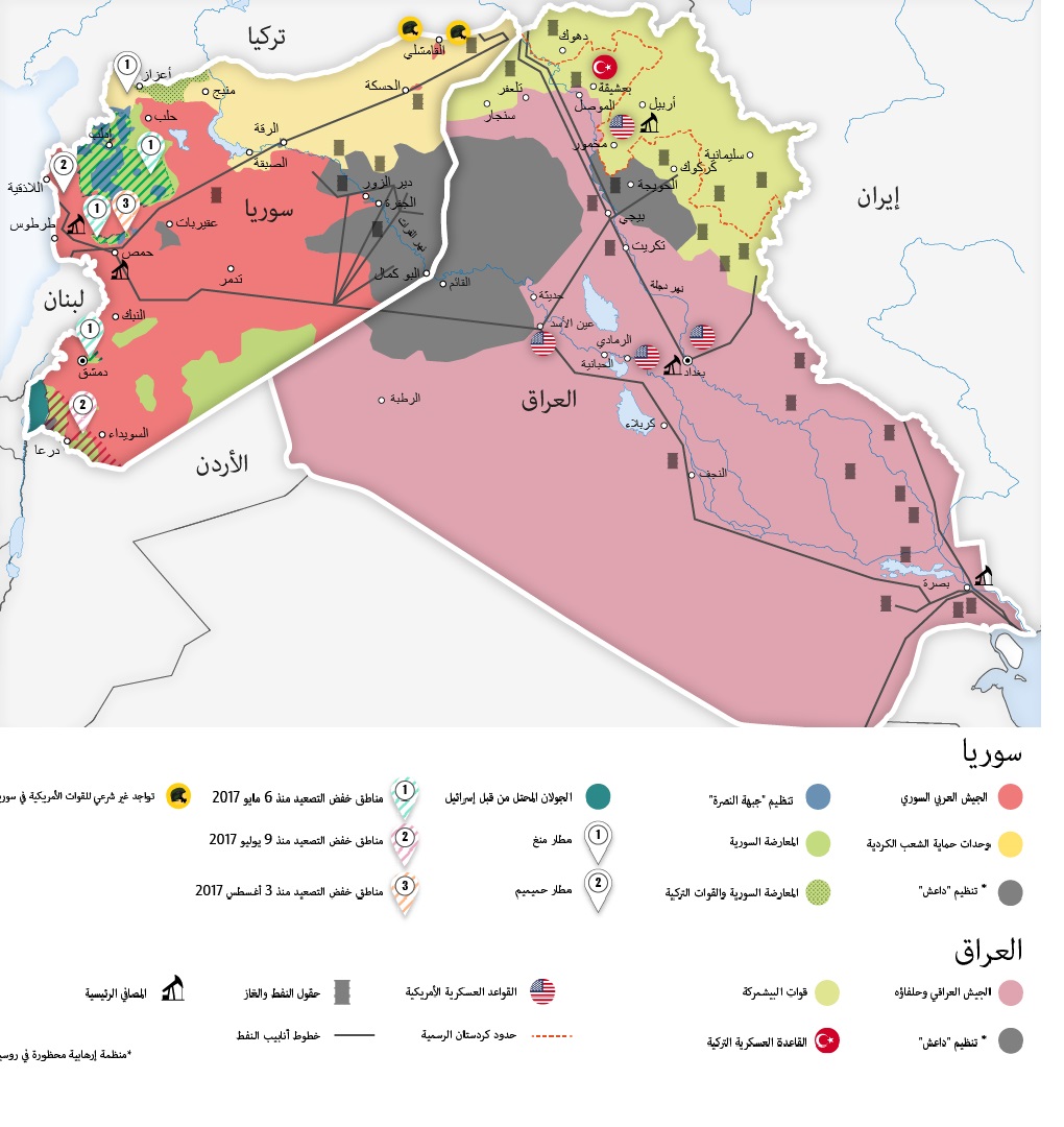 آخرین وضعیت نبرد سوریه  و عراق+ نقشه میدانی