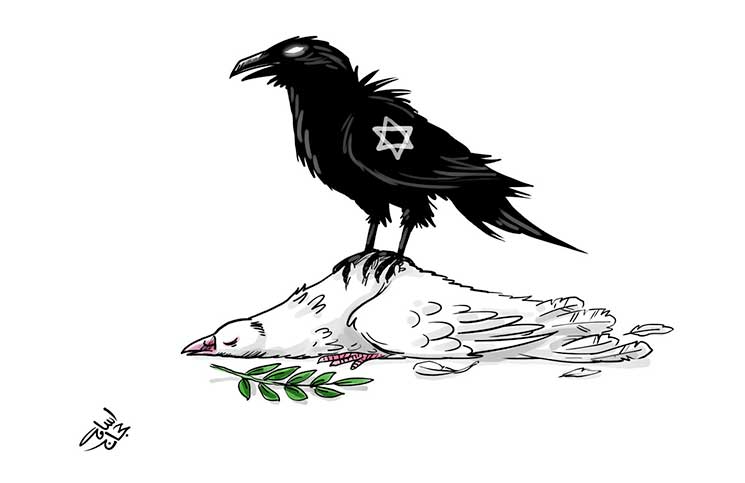 رژیم صهیونیستی فرایند صلح را کشت+کاریکاتور