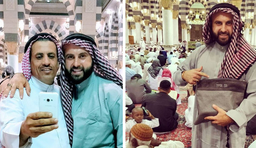 شاهد .. إسرائيلي مشهور ينشر صورا له في السعودية من داخل الحرم النبوي الشريف!