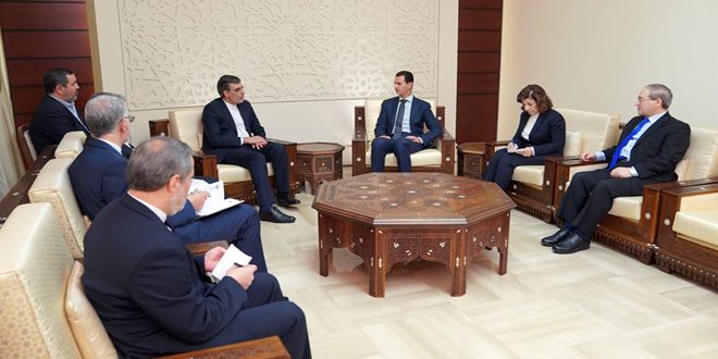 الأسد يؤكد لأنصاري مواصلة التعاون مع طهران لمحاربة الإرهاب