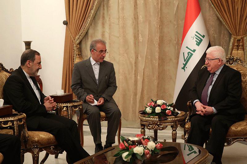 ولایتی در دیدار رئیس جمهور عراق:  ایران در جهت تحکیم وحدت ملی در عراق از هیچ تلاشی فروگذار نمی کند