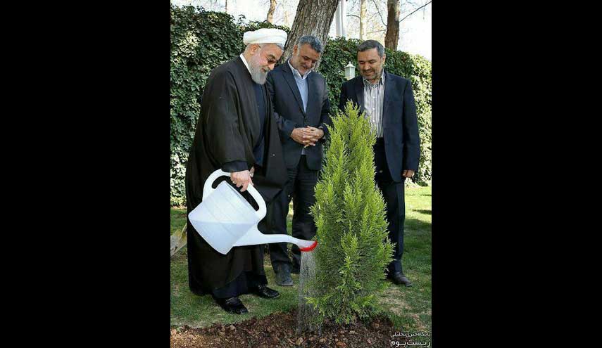 الرئيس روحاني يدشن 1200 هكتار من أشجار حزام العاصمة احتفاء بالنوروز