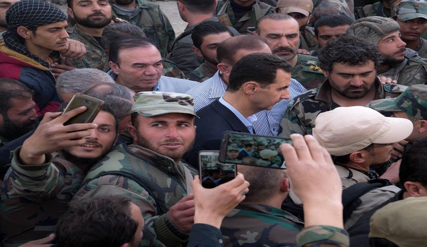 بشار اسد به دیدار نظامیان و مردم در غوطه شرقی رفت