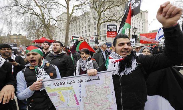 تظاهرات در لندن در اعتراض به جنایات اسرائیل علیه فلسطینیان