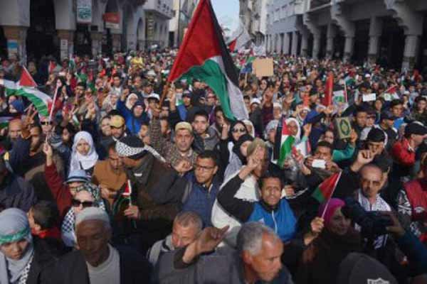 تظاهرات مغربی‌ها در حمایت از ملت فلسطین