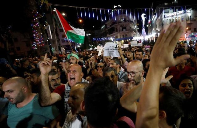 تظاهرات در رام‌الله برای لغو محاصره نوار غزه