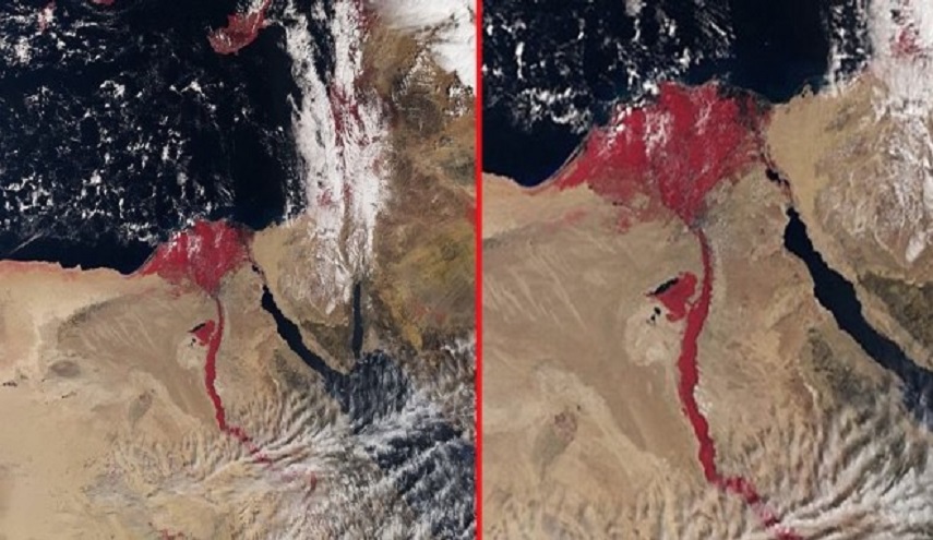  لماذا يظهر نهر النيل باللون الأحمر في صور الأقمار الصناعية؟ 