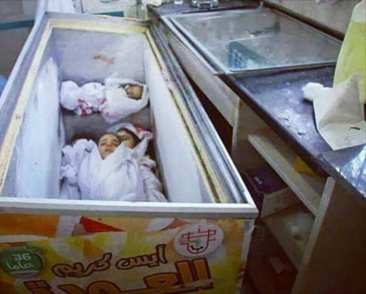  نگهداری پیکر کودکان یمنی در یخچال مغازه 