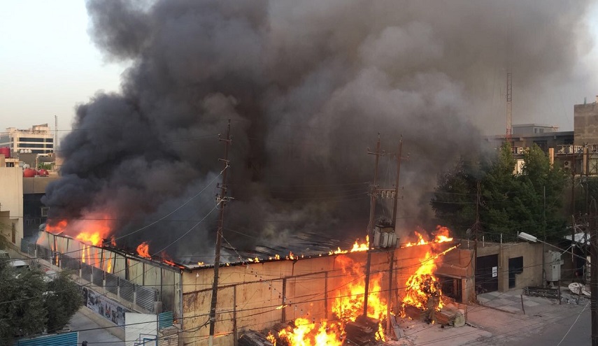 العراق ......حريق في مخزن للاسلحة بالسيلمانية