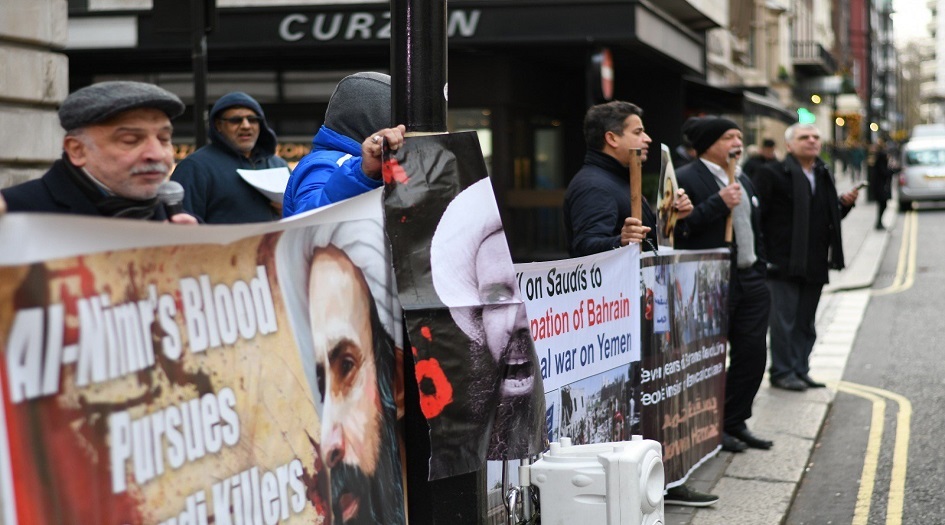 اعتصام أمام السفارة السعودية بلندن في الذكرى الثالثة لاستشهاد النمر+صور