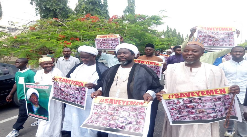مظاهرات في نيجيريا بعنوان"الأمان لليمن" في الذكرى الرابعة للعدوان +الصور