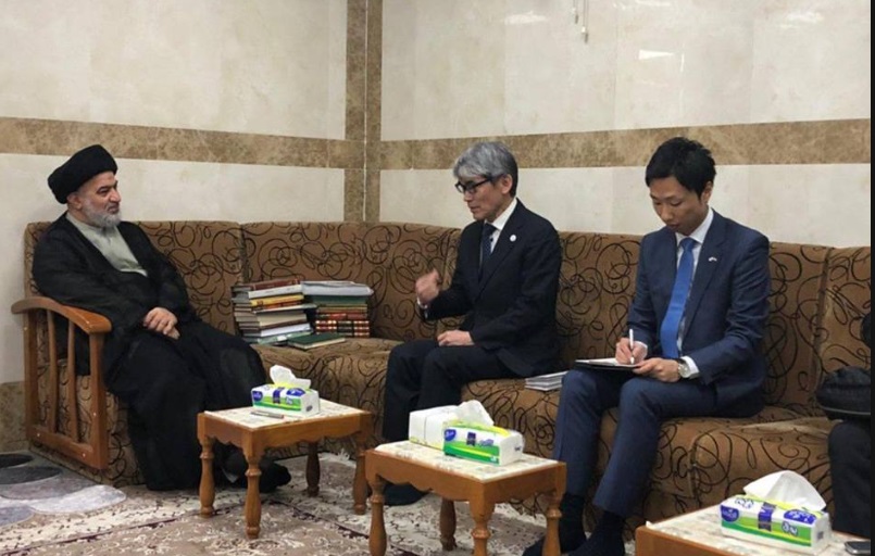ممثل المرجع السيستاني في كربلاء يستقبل السفير الياباني