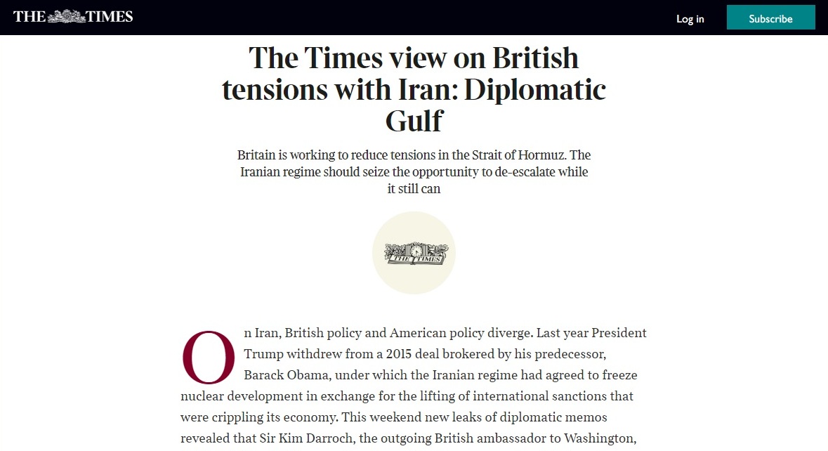 التايمز البريطانية : " التوترات البريطانية مع ايران"