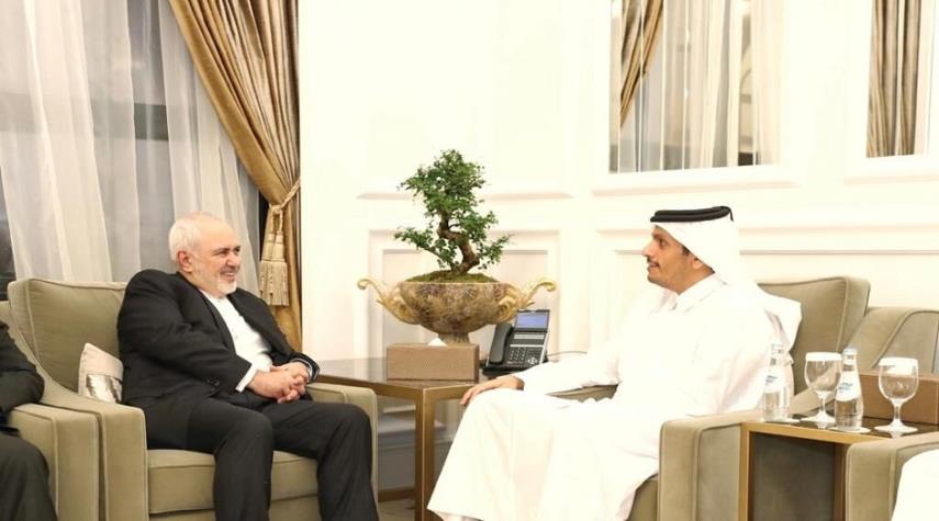 ظریف با وزیر امور خارجه قطر دیدار کرد