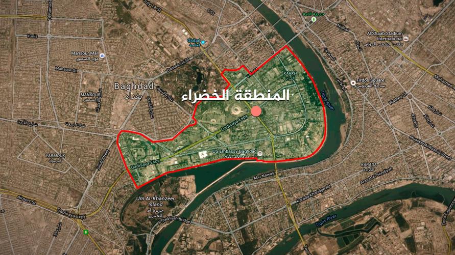 شاهد : حريق ضخم داخل المنطقة الخضراء ببغداد