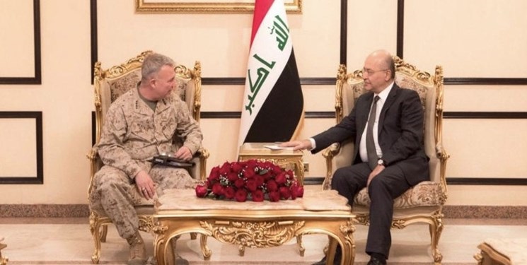 برهم صالح به فرمانده سنتکام:عراق هرگز صحنه درگیری بین المللی نخواهد بود