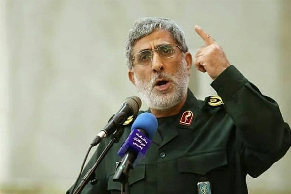 سردار قاآنی در مراسم چهلمین روز شهادت سردار سلیمانی در مصلای تهران سخنرانی کرد  