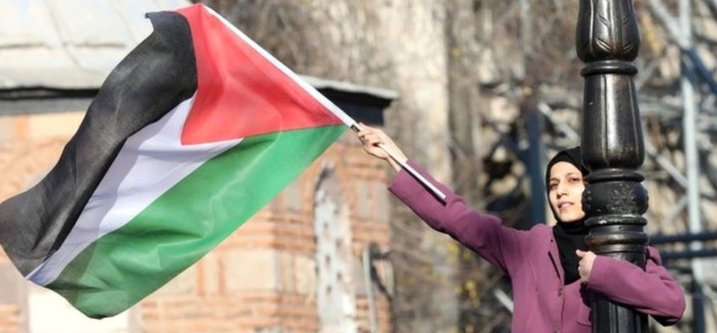 معترضان در آمریکا پرچم فلسطین را برافراشتند