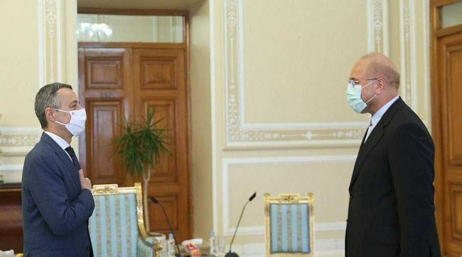 قاليباف خلال لقاءه وزير خارجية سويسرا: الشعب الايراني لن يتغاضي عن خسائر الحظر الامريكي اطلاقا
