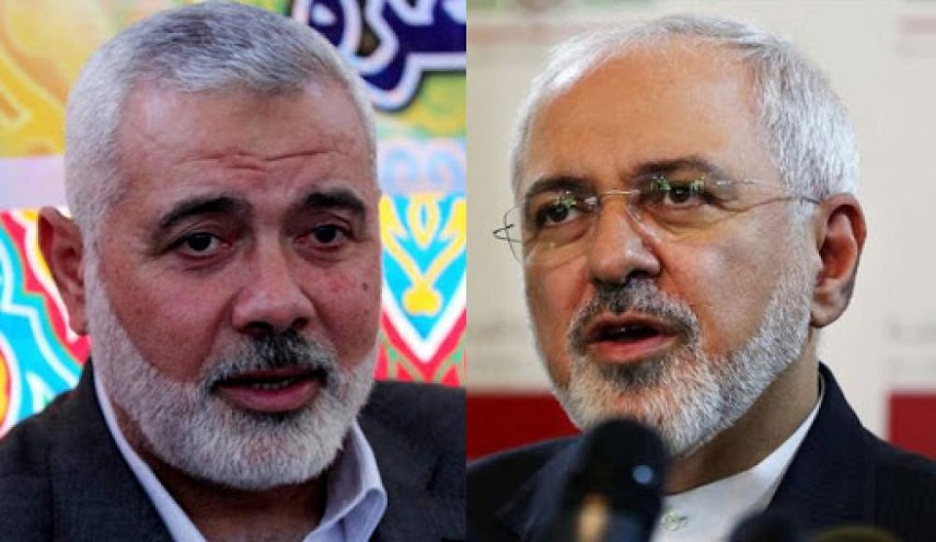 ظريف يؤكد لهنية دعم ايران الشامل لحقوق الشعب الفلسطيني المشروعة