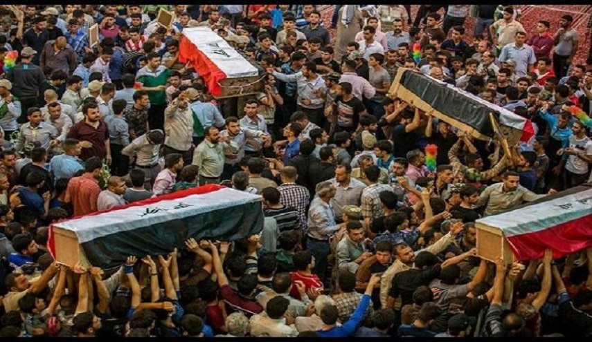 بالصور.. بغداد تشيع شهداء الحشد الشعبي الذين تعرضوا للعدوان الامريكي