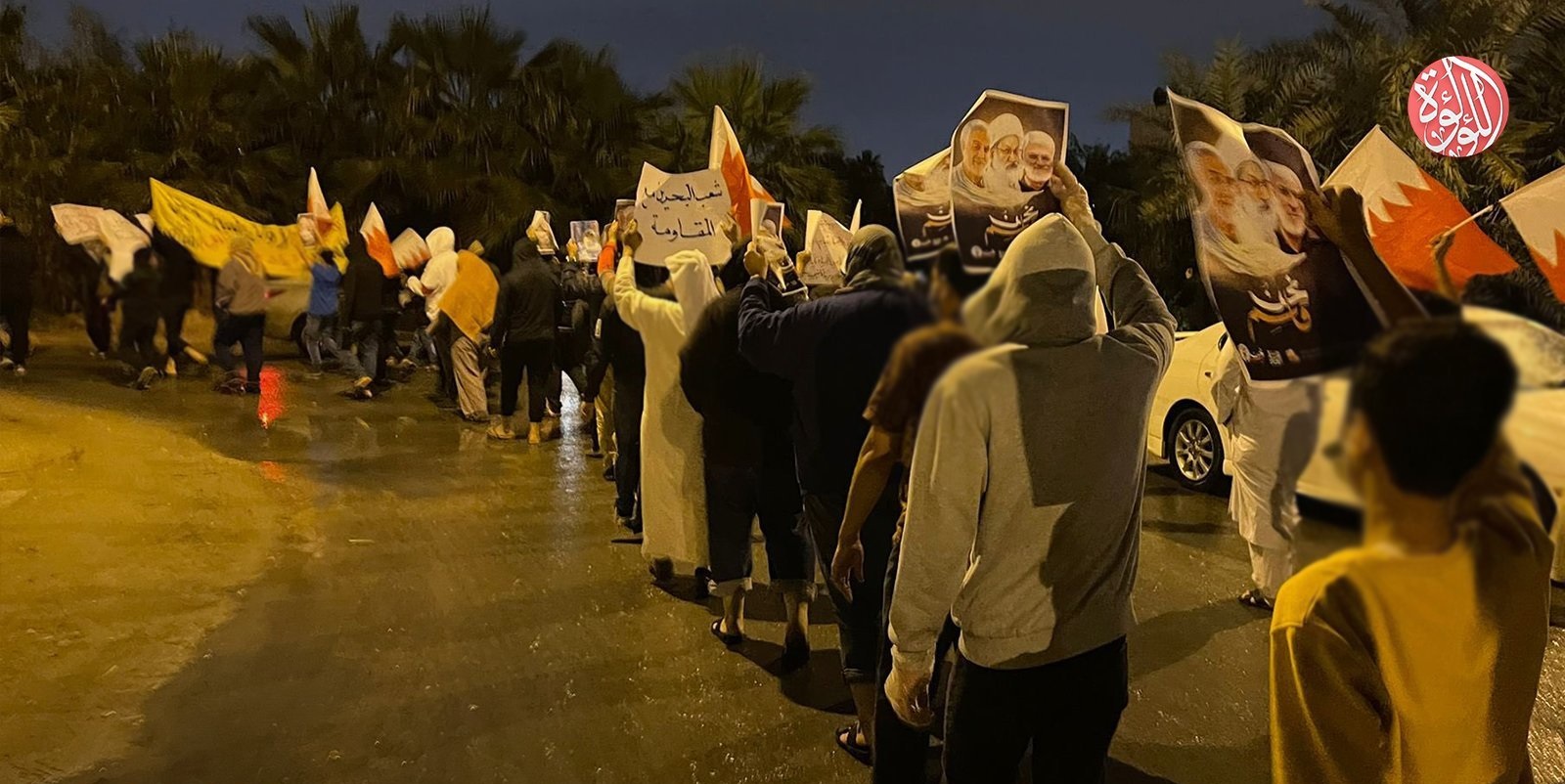 تظاهرات شبانه مردم بحرین به مناسبت سالروز شهادت سردار سلیمانی و ابومهدی المهندس