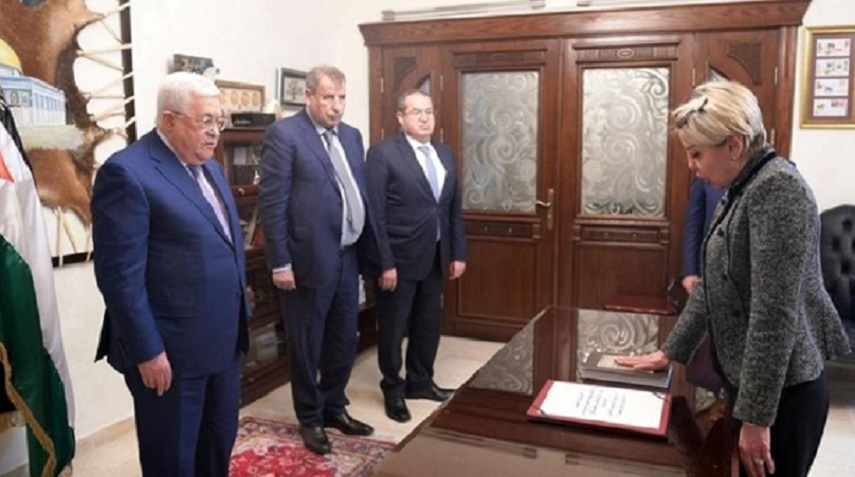 سوگند سفیر جدید فلسطین در ایران در برابر «محمود عباس»