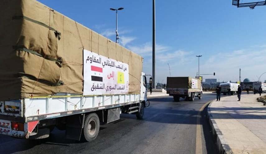 ارسال سومین کاروان کمک‌های حزب الله لبنان برای زلزله زدگان سوریه