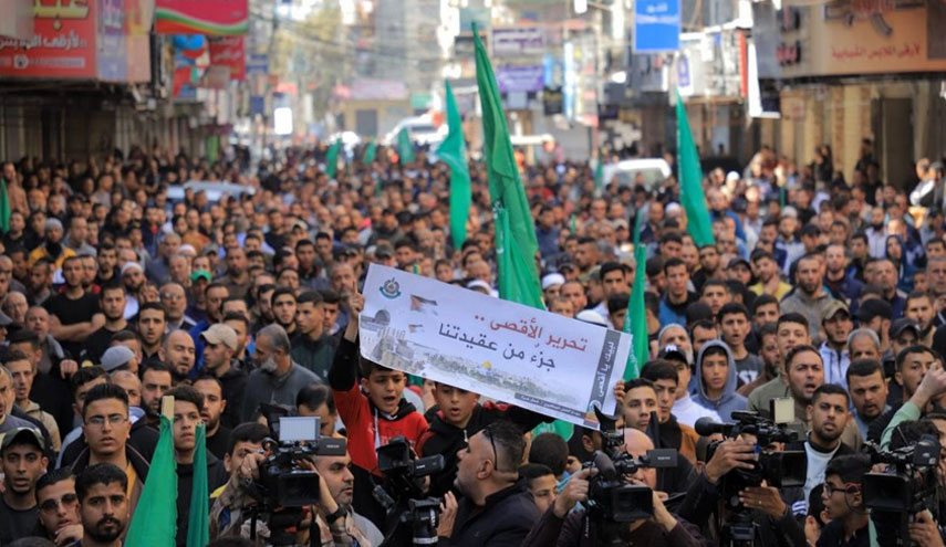 راهپیمایی گسترده در غزه در حمایت از مسجدالاقصی و اسیران فلسطینی