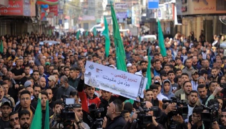  برگزاری تظاهرات فلسطینیان در شمال غزه در حمایت از مسجدالأقصی 