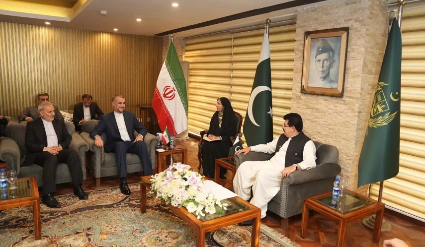 دیدار وزیر امور خارجه جمهوری اسلامی ایران و رئیس مجلس سنای پاکستان