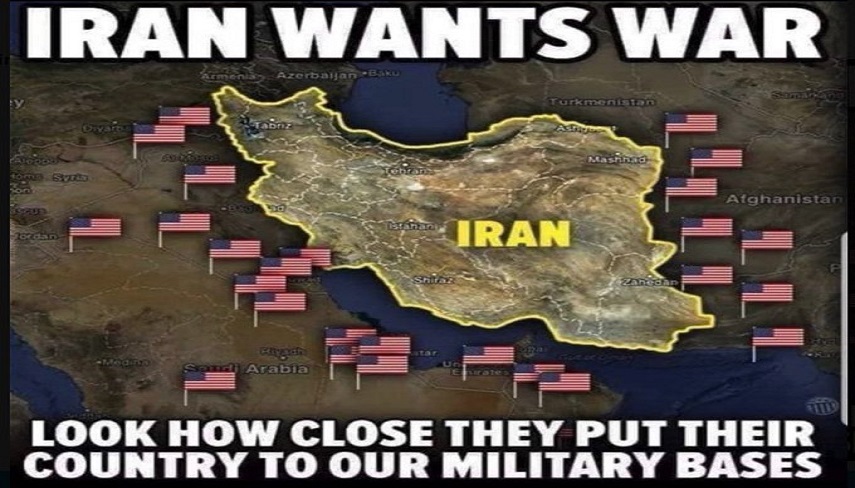 جنگ طلبی ایران/ چقدر ایران به پایگاه‌های نظامی امریکا نزدیک است!