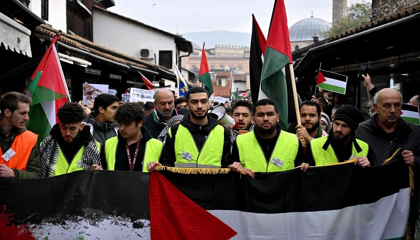 برگزاری تظاهرات حمایت از مردم غزه در غرب بالکان