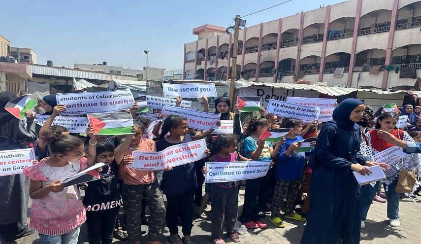 طلاب غزة يوجّهون التحية لطلاب الولايات المتحدة الأمريكية لقاء موقفهم من الحرب